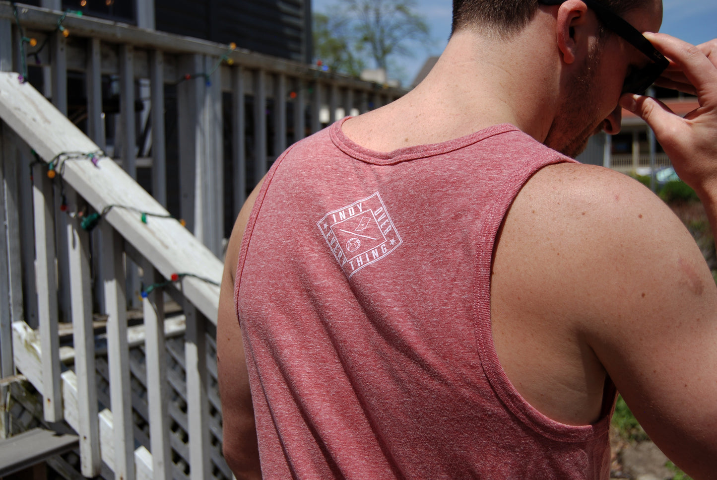 MENS LOGO TANK - HEATHER RED - Indy Over Everything