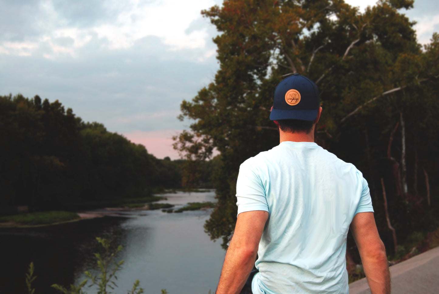 TRUCKER HAT - NAVY AND NAVY W/ LEATHER BADGE - Indy Over Everything