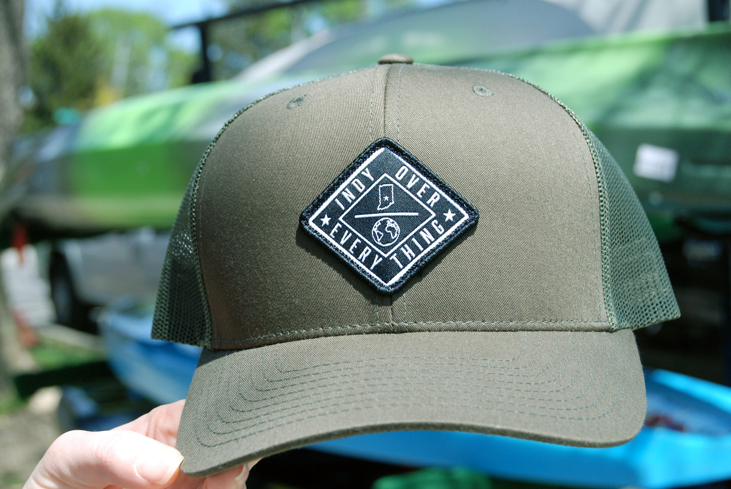 THE AVENUE TRUCKER HAT - OLIVE/OLIVE - Indy Over Everything