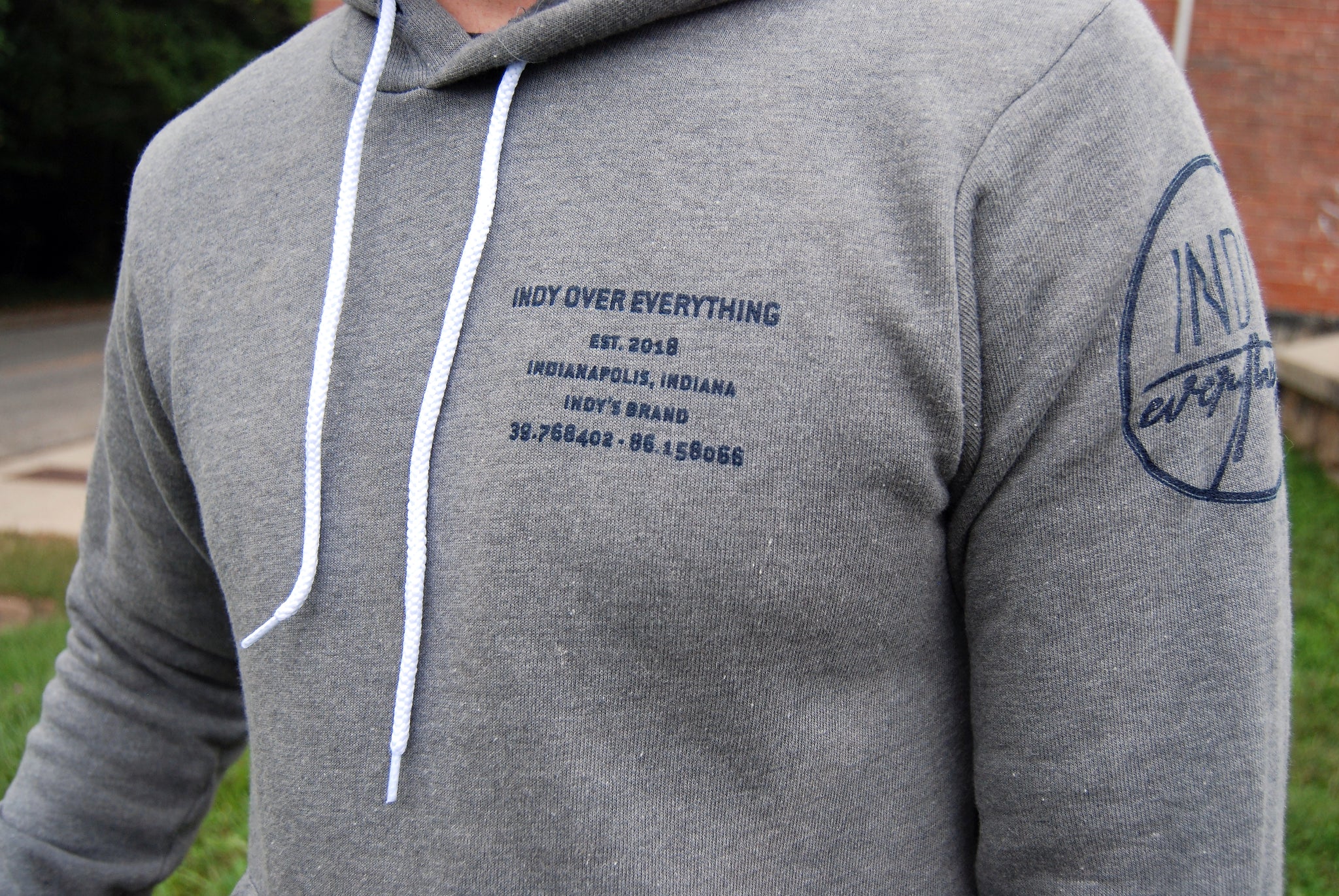 Brand Badge Hoodie - Grey - Indy Over Everything