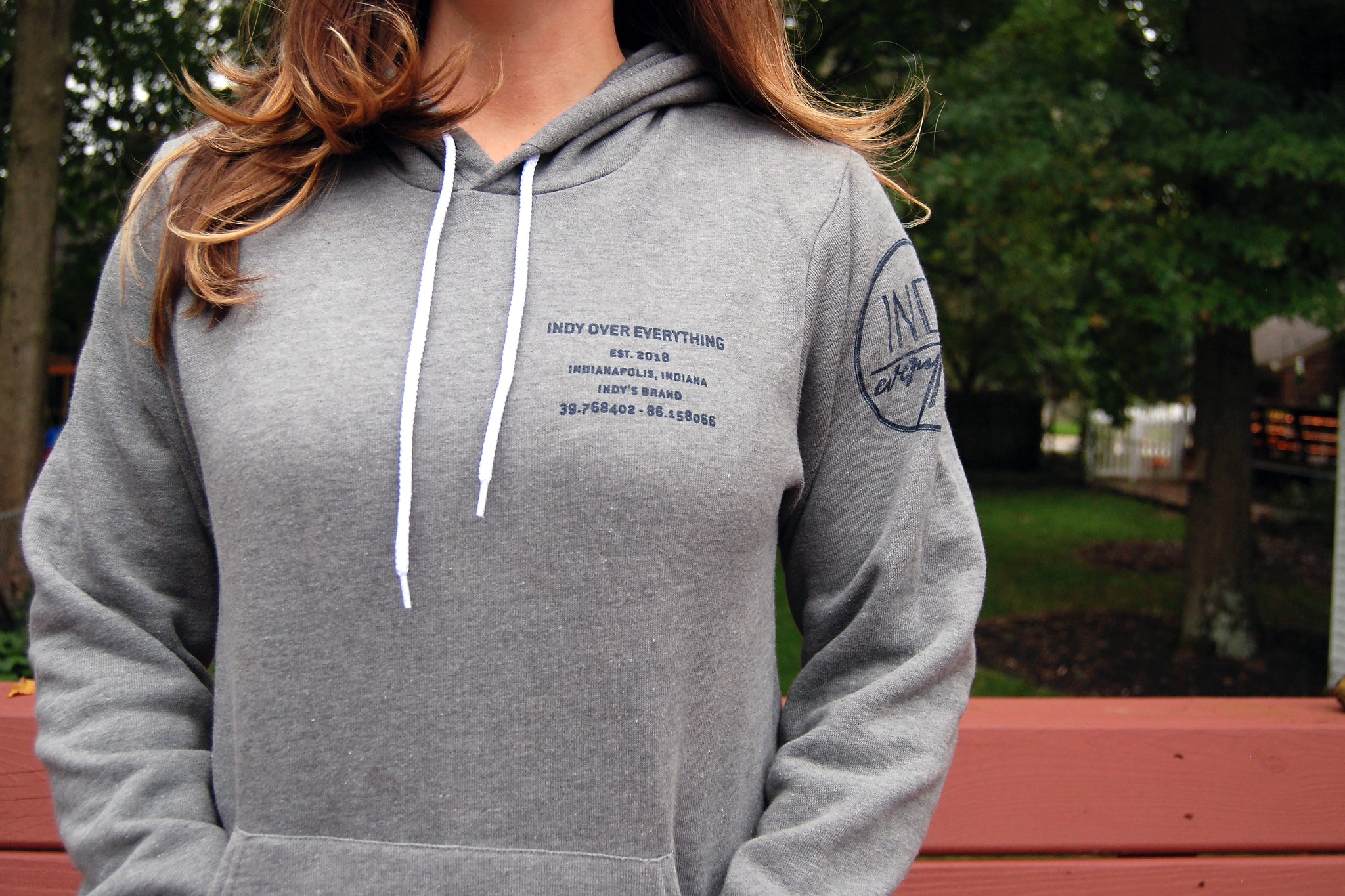 Brand Badge Hoodie - Grey - Indy Over Everything