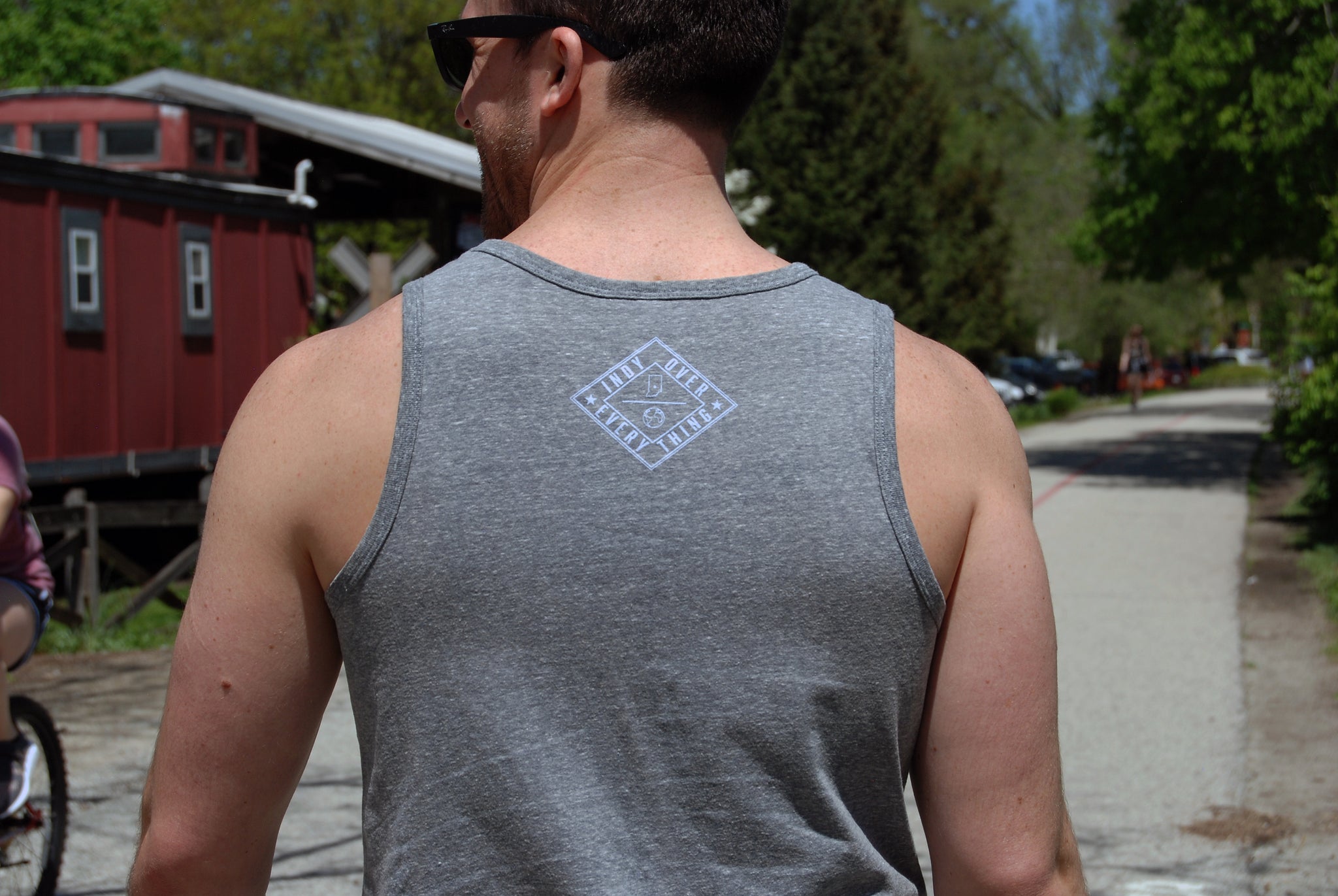 MENS LOGO TANK - GREY - Indy Over Everything
