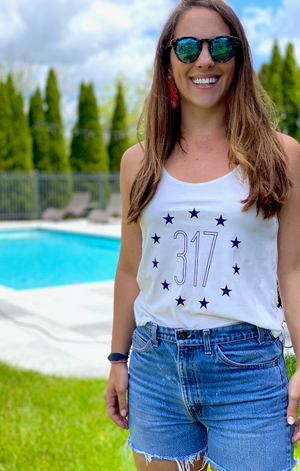 Circle of Stars Ladies Tank - White