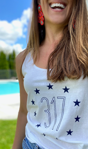 Circle of Stars Ladies Tank - White