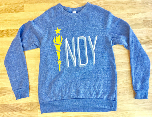 TORCH CREW NECK SWEATSHIRT- Light Blue - Indy Over Everything